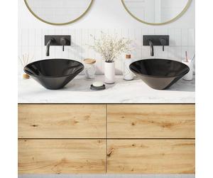vidaXL Lavandini 2 pz Nero Lucido Ø42x14 cm in Ceramica