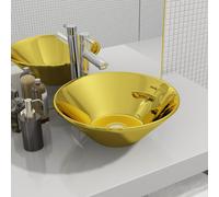 vidaXL Lavandino 42x14 cm in Ceramica Oro