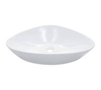 vidaXL Lavandino con Foro di scarico Triangolare Moderno Elegante Lavello Lavabo Arredo Bagno Sanitari 58,5x39x14 cm in Ceramica Bianco