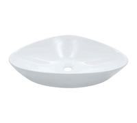 vidaXL Lavandino con Foro di scarico Triangolare Moderno Elegante Lavello Lavabo Arredo Bagno Sanitari 58,5x39x14 cm in Ceramica Bianco