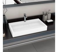 vidaXL Lavandino 80x46x11 cm Blocco in Marmo/Minerale Bianco