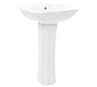 vidaXL Lavandino a Colonna in Ceramica Bianca Sanitari Bagno Lavabo Lavello