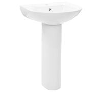 vidaXL Lavandino a Colonna in Ceramica Bianca Sanitari Lavabo Lavello da Bagno