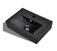 vidaXL Lavandino Bagno Ceramica Nera Rettangolare con Foro di Trabocco Lavello