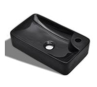 vidaXL Lavandino da Bagno in Ceramica Nera con Foro Scarico Lavello Lavabo