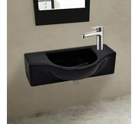vidaXL Lavandino Bagno in Ceramica Nera con Foro per Rubinetto
