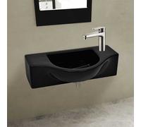 vidaXL Lavandino Bagno in Ceramica Nera con Foro per Rubinetto