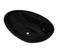 vidaXL Lavandino Bagno in Ceramica Nera Ovale con Foro Trabocco Lavabo Lavello