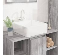 vidaXL Lavandino Bianco 37x37x13 cm in Ceramica Quadrato, lavabo, lavabo da Bagno, lavabo da appoggio, lavello, lavandino in Ceramica