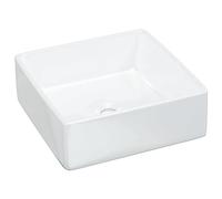 vidaXL Lavandino Bianco 37x37x13 cm in Ceramica Quadrato, lavabo, lavabo da Bagno, lavabo da appoggio, lavello, lavandino in Ceramica