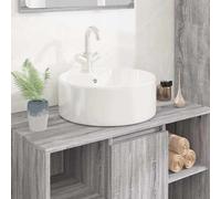 vidaXL Lavandino Bianco 40x14,5 cm in Ceramica Rotondo