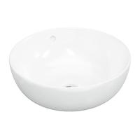vidaXL Lavandino Bianco 44x17 cm in Ceramica Rotondo