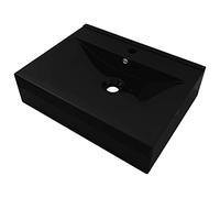 vidaXL Lavandino Ceramica Rettangolare Nero con Foro Rubinetto Lavello Lavabo