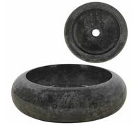 vidaXL Lavandino Classico Elegante Rotondo Lavorato a Mano con Foro Scarico Lavabo Lavello Arredi Bagno 40x12 cm in Marmo Naturale Nero