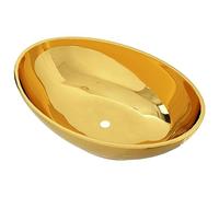 vidaXL Lavandino con Foro di Scarico Ovale Moderno Elegante Lavello Lavabo Arredo Bagno Sanitari 40x33x13,5 cm in Ceramica Oro