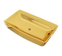 vidaXL Lavandino con Foro di Scarico Quadrato Moderno Elegante Lavello Lavabo Arredo Bagno Sanitari 71x38x13,5 cm in Ceramica Oro