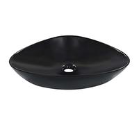 vidaXL Lavandino con Foro di scarico Triangolare Moderno Elegante Lavello Lavabo Arredo Bagno Sanitari 58,5x39x14 cm in Ceramica Nero