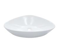 vidaXL Lavandino con Foro di scarico Triangolare Moderno Elegante Lavello Lavabo Arredo Bagno Sanitari 58,5x39x14 cm in Ceramica Bianco