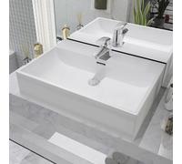 vidaXL Lavandino con Foro Rubinetto Ceramica Bianca 60,5x42,5x14,5 cm