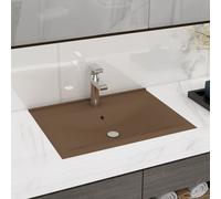 vidaXL Lavandino con Foro Rubinetto Crema Opaco 60x46 cm in Ceramica