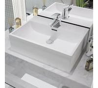 vidaXL - Lavandino Con Foro Rubinetto In Ceramica Bianca 51,5x38,5x15 Cm