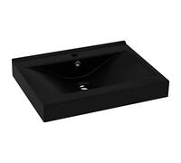 vidaXL Lavandino con Foro Rubinetto Lavello per Bagno Lavabo per Toilette Sanitari Prodotti per Bagno Vaschetta Nero Opaco 60x46 cm in Ceramica