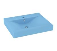 vidaXL Lavandino con foro rubinetto in ceramica Azzurro opaco 60x46 cm