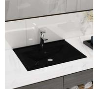 vidaXL Lavandino con foro rubinetto Nero opaco 60x46 cm in ceramica