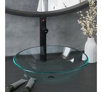 vidaXL Lavandino con Rubinetto e Piletta a Pressione Vetro Temperato