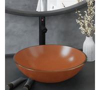 VidaXL Lavandino con Rubinetto e Piletta in Vetro Temperato Marrone