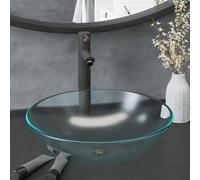 vidaXL Lavandino con Rubinetto e Piletta in Vetro Temperato Satinato