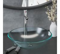 vidaXL Lavandino con Rubinetto e Piletta in Vetro Temperato Satinato