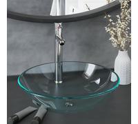 vidaXL Lavandino con Rubinetto e Piletta Vetro Temperato Trasparente