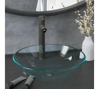 vidaXL Lavandino con Rubinetto e Piletta Vetro Temperato Trasparente