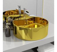 vidaXL Lavandino con Troppopieno 46,5x15,5 cm in Ceramica Oro