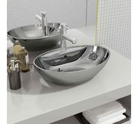 vidaXL Lavandino con Troppopieno 58,5x39x21 cm in Ceramica Argento