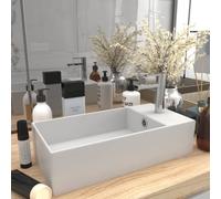vidaXL Lavandino Bagno con Troppopieno Lavello per Bagno Lavabo per Toilette Sanitari Prodotti per Bagno Vaschetta in Ceramica Bianco Opaco