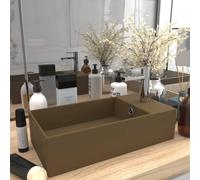vidaXL Lavandino con Troppopieno in Ceramica Crema Opaco