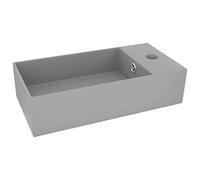 vidaXL Lavandino con Troppopieno Lavello per Bagno Lavabo per Toilette Sanitari Prodotti per Bagno Vaschetta in Ceramica Grigio Chiaro