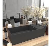 vidaXL Lavandino con Troppopieno Lavello per Bagno Lavabo per Toilette Sanitari Prodotti per Bagno Vaschetta in Ceramica Grigio Scuro