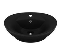 vidaXL Lavandino con Troppopieno Lavello per Bagno Lavabo per Toilette Sanitari Prodotti per Bagno Vaschetta Ovale Nero Opaco 58,5x39 cm Ceramica