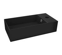 vidaXL Lavandino con Troppopieno Lavello per Bagno Lavabo per Toilette Sanitari Prodotti per Bagno Vaschetta in Ceramica Nero Opaco