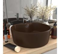 vidaXL Lavandino con Troppopieno Lavello per Bagno Lavabo per Toilette Sanitari Prodotti per Bagno Vaschetta Marrone Scuro Opaco 36x13 cm Ceramica
