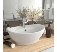 vidaXL Lavandino con Troppopieno Ovale Bianco Opaco 58,5x39cm Ceramica