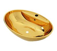 vidaXL Lavandino con Troppopieno 58,5x39x21 cm in Ceramica Oro