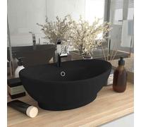 VIDAXL - Lavandino con Troppopieno Ovale Nero Opaco 58,5x39cm Ceramica