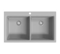 vidaXL Lavandino cucina granito grigio lavello doppio con montaggio sopra