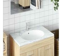 vidaXL Lavandino da Bagno Bianco 49x40,5x21 cm Ovale in Ceramica