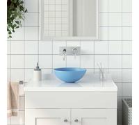 vidaXL Lavandino da Bagno in Ceramica Azzurro Rotondo