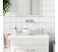 vidaXL Lavandino da Bagno in Ceramica Bianco Opaco Rotondo